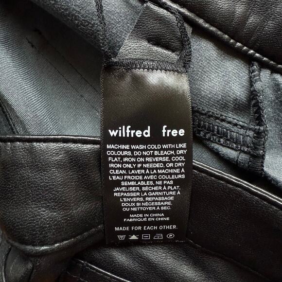 WILFRED FREE VEGAN LEATHER SKINNY PANTS BLACK MOTO WET LOOK SIZE 8 - Picture 7 of 9